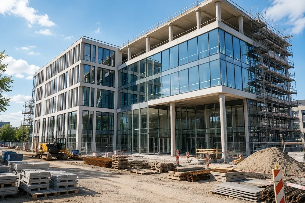 Modernes Bürogebäude mit Glasfassade