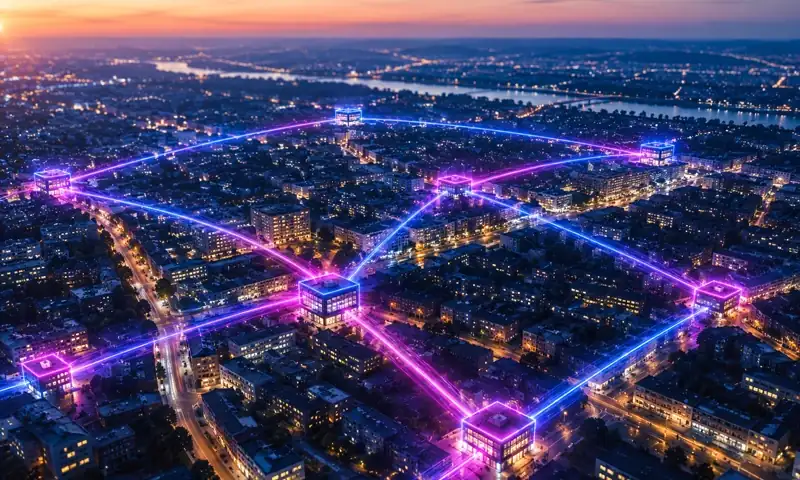 Filialstandorte, verbunden durch ein digitales Energienetz