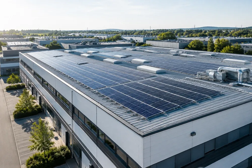 Photovoltaik auf einem großen Gewerbedach