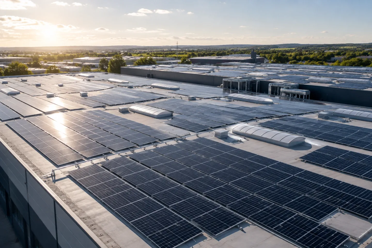 Photovoltaik auf einem großen Gewerbedach