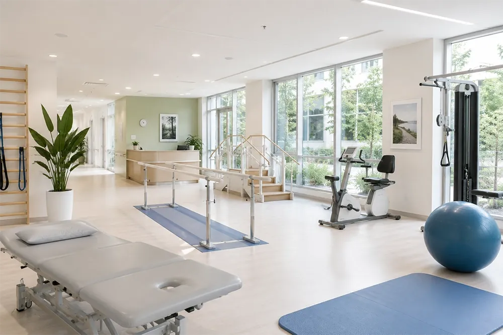 Rehabilitationsklinik mit Therapiebereichen